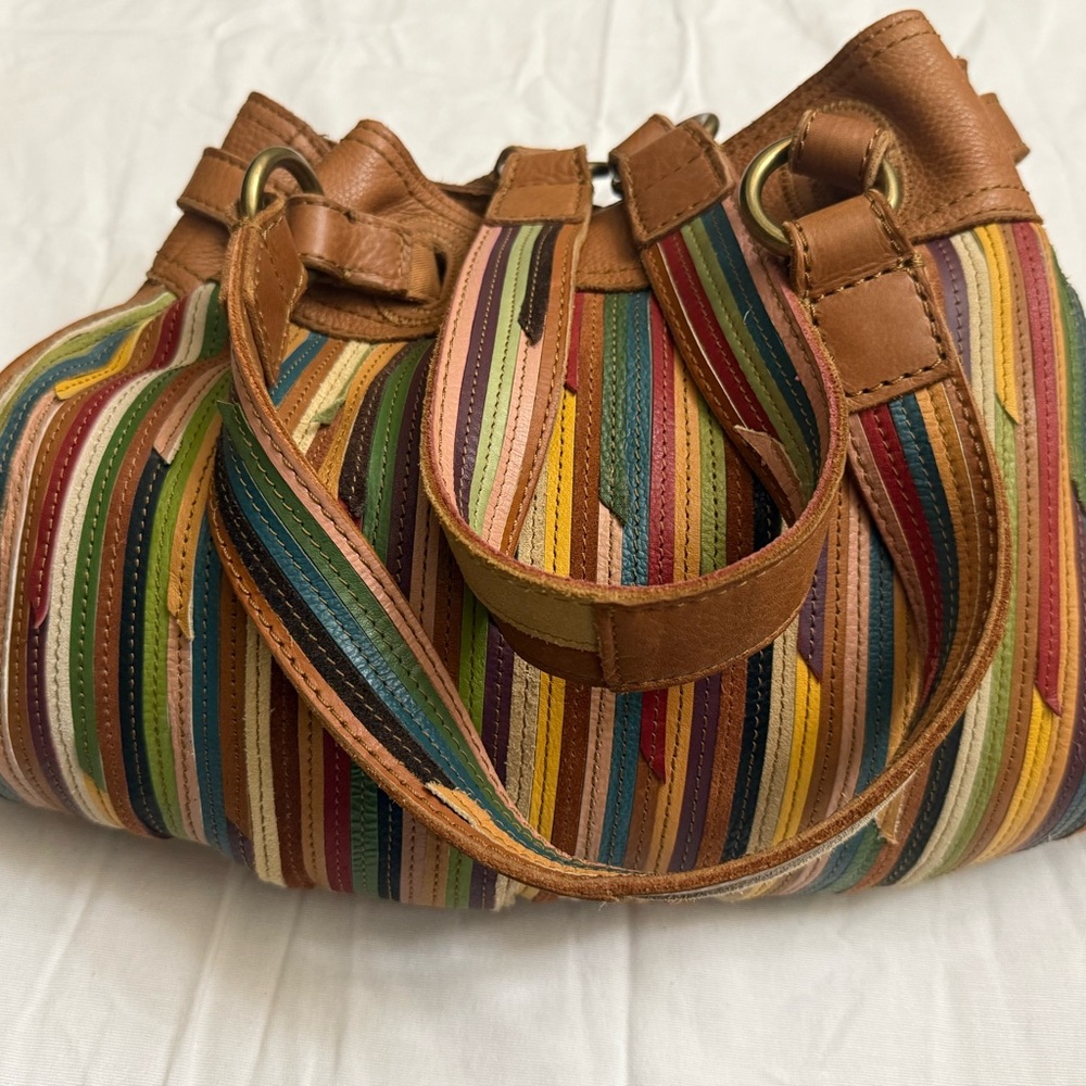 NWT 100% Genuine Leather Lucky Brand Shoulder Bag with Leather Accents - Picture 13 of 16